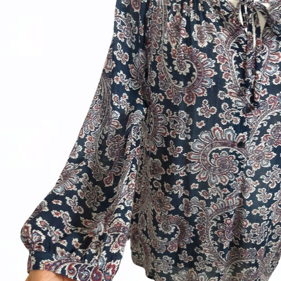 Lucky Brand Blue Paisley Blouse Size Small - Picture 5 of 7